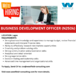 Business Development Officer at Westfield consulting Limited